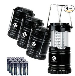 Etekcity 4 Pack Portable Outdoor LED Camping Lantern with 12 AA Batteries 