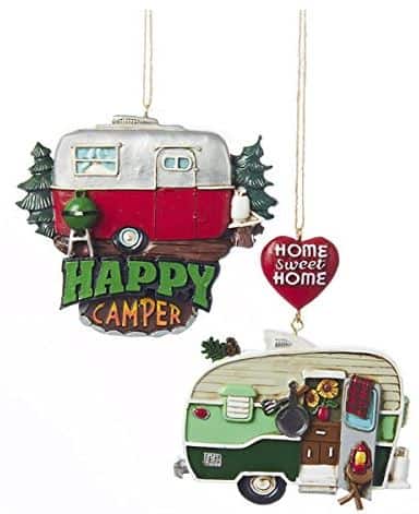 Kurt Adler Resin Painted Camper Hanging Ornament - Set OF 2
