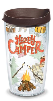Tervis Happy Camper 16oz Clear Tumbler with Brown Lid