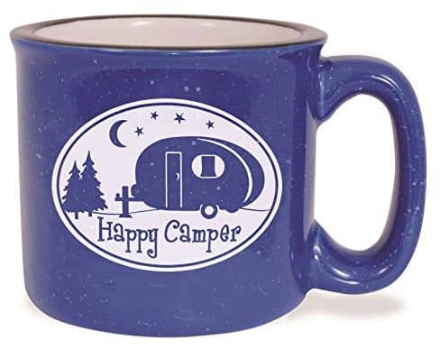 Coffee Mug Camp Life New w/Tags Themes Camping Outdoor Lake Blue Stoneware Large