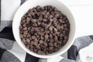 Chocolate Chips in White Bowl