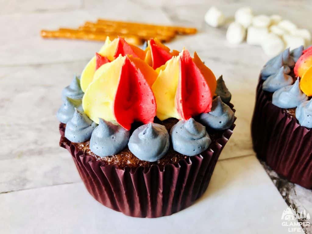 Campfire Frosting on Cupcake