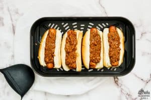 Hot Dogs Topped with Chili